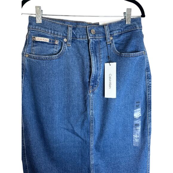 Calvin Klein Pencil Skirt Denim Women's W29 Back Slit Above Waist / Below Knee - Picture 5 of 6
